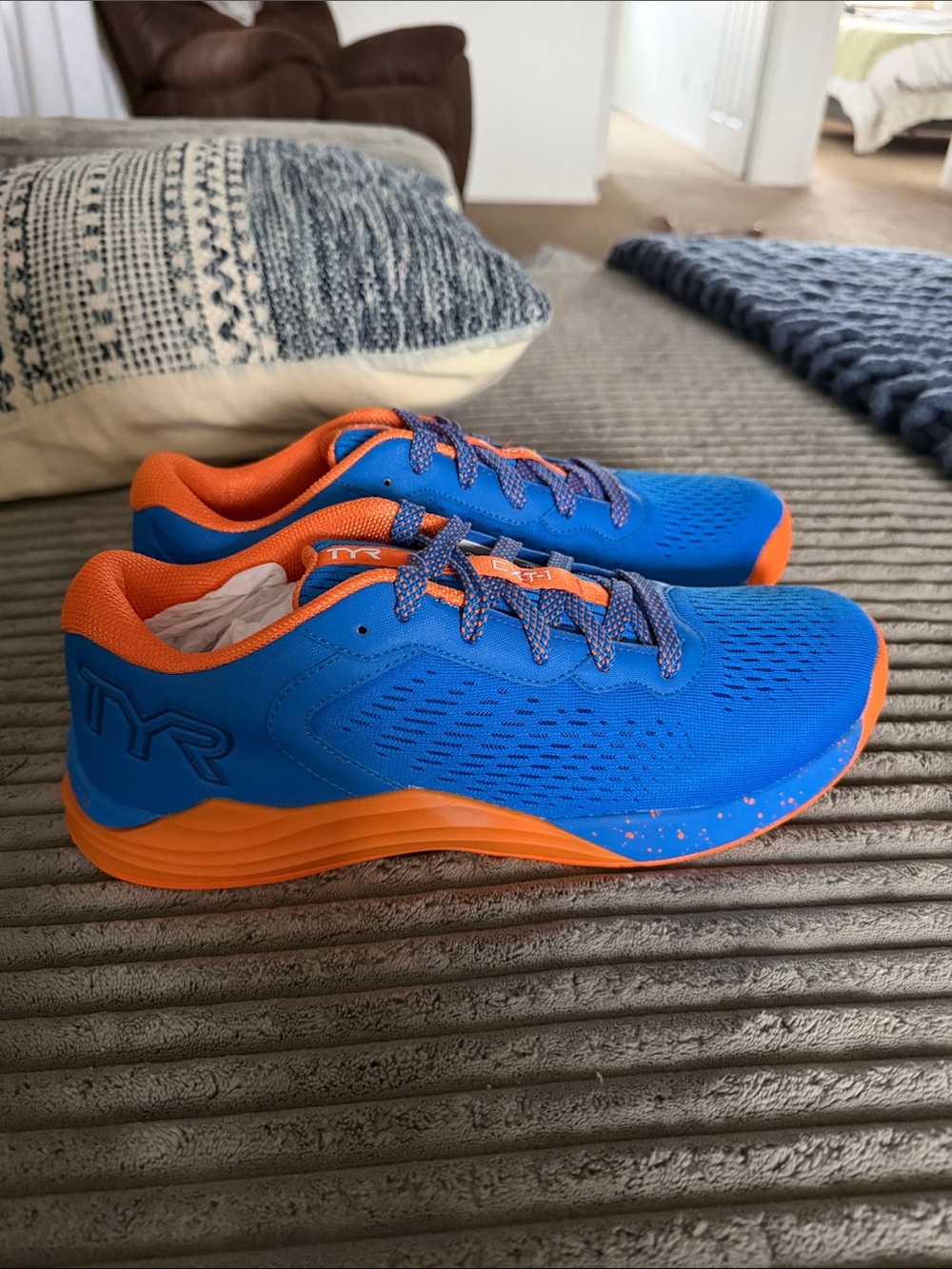 TYR Men's Blue and Orange Athletic Running Shoes